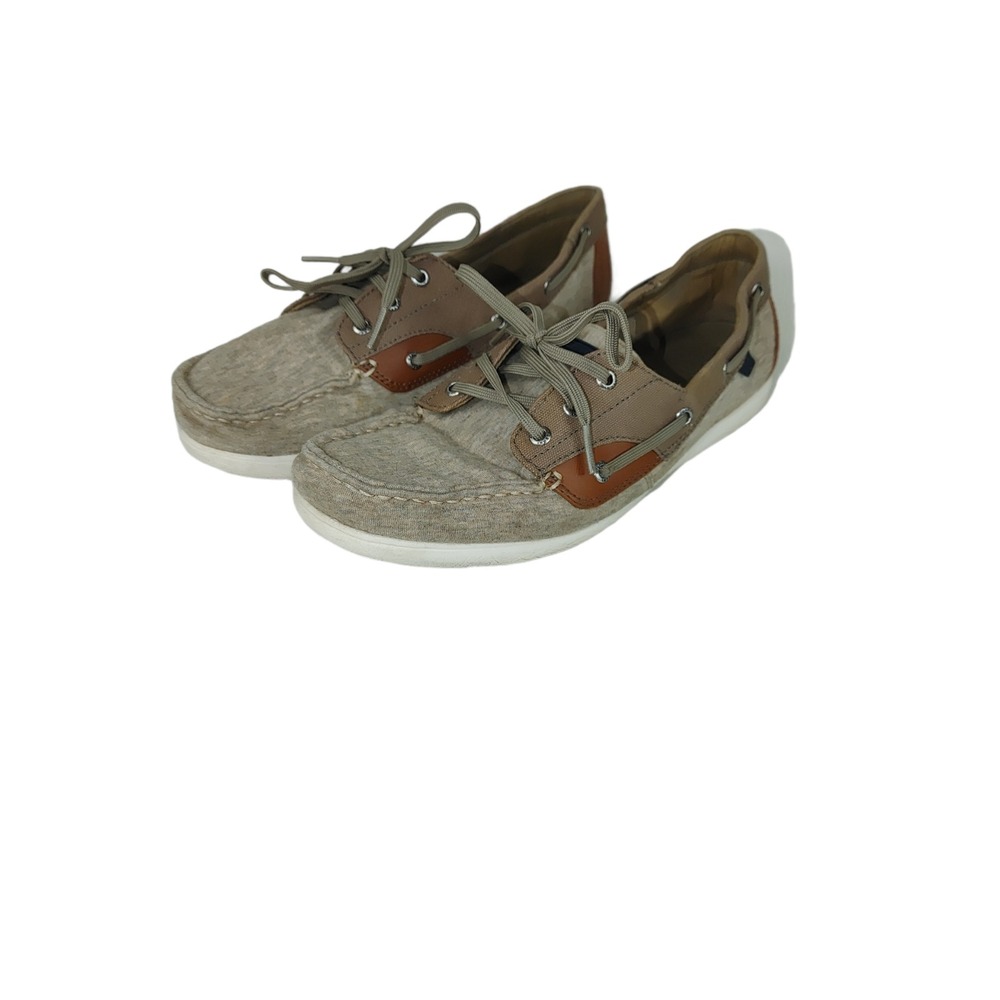 Sperry TOP SIDER BROWN CANVAS & LEATHER ACCENT Women SZ 11 Boat Shoes  STS97706